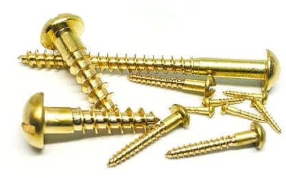 DLNTXFDG 20pcs Solid Wood Screws Brass Round Chamfer Head Slotted Screws Self Tapping(M4 x 12mm-20pcs)