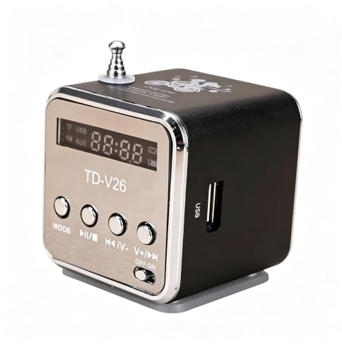 Mini Radio Bluetooth Lautsprecher, Tragbarer FM-Radio, Outdoor Kabelloser Mini Lautsprecher, Music Speaker MP3-Player, Soundstation, USB, Line-In, Micro SD TF (Schwarz)