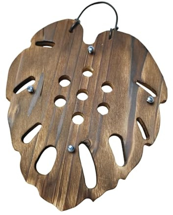 Fenteer Maceta Colgante de Pared con Soporte de Helecho Cuerno de Ciervo, Ligera, Accesorio para Esfagno, Marco de Madera Que Ahorra Espacio, Versátil, Forma de Hoja