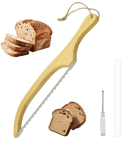 Couteau à pain dentelé avec manche en bois, comprend une gaine pour un rangement sûr, parfait pour le pain et les baguettes faits maison