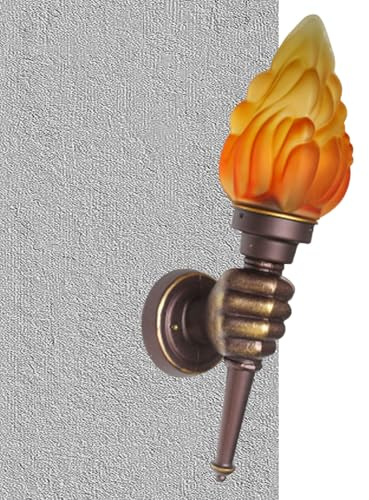 Generisch Lampada a parete con fiamma rustica, lampada a morsetto antica, supporto in alluminio a forma di pugno, dispositivo di illuminazione per soggiorno, corridoio, stile vintage Amb
