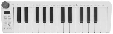 YDuupxe Controlador de Teclado MIDI 25 Teclas, Amplia Conectividad, Diseño Portátil, Entradas Salidas MIDI Versátiles, Controlador de Teclado de 25 Teclas