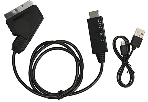 MDKSOUITY Convertitore di interfaccia multimediale SCART-HD, cavo adattatore HDMI 1080P con alimentazione Micro USB, convertitore audio e video plug and play per videoregistratori e lettori