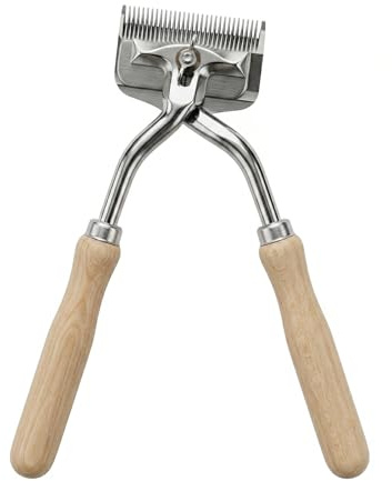 NS Crafts® 27cm Manual Wool Hand Shears, Heavy Duty Livestock Shears | Carbon Steel Blades, Wooden Handle for Sheep, Goat, Horse & Farm Animal Trimming Use