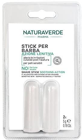 Naturaverde | Pharma - 2 bâtons pour après le rasage pour les hommes, pour une barbe apaisante, pour une peau sensible, 100% naturel, 2 x 5 g