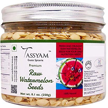 Raw Watermelon Seeds 250gms (8.8 oz) Jar by Tassyam