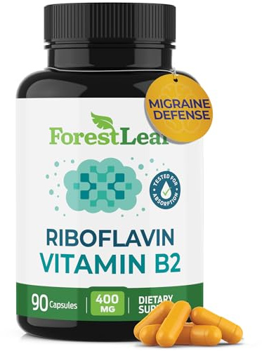 ForestLeaf Vitamin B2 Riboflavin 400mg - Energy, Skin & Cellular Health Supplement - Nervous System Support - Vitamin B 2 VIT B - Non-GMO & Gluten Free - B2 Vitamin 400mg Vegetable Capsules, 90 Count
