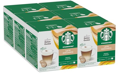 STARBUCKS Latte Macchiato by NESCAFÉ Dolce Gusto, Velvety and Creamy Coffee, 72 Latte Macchiato Pods (6 packs)