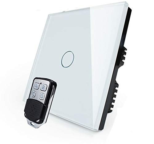 KONOQ Glass Panel Smart Touch Light Switch - Remote ON/OFF (1 Gang / 1 Way, White)