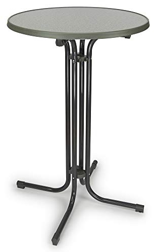 BeFair Stehtisch Klappbar Anthrazit, 70 cm Rund, Nico - Stabiler Bartisch in Höhe 110 cm mit 4 praktischen Haken für Jacken oder Handtaschen - Wetterbeständig, mit kratzfester Tischplatte