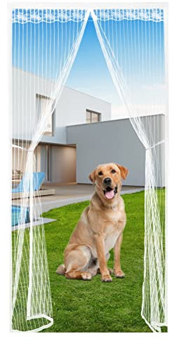 Eouyt Rollo tür fliegengitter 90X220cm Fliegengitter Fenster tesa Vorhang fliegenschutz balkontür Balkon Magnet fliegengitter Küche, Schiebetür, Weiß