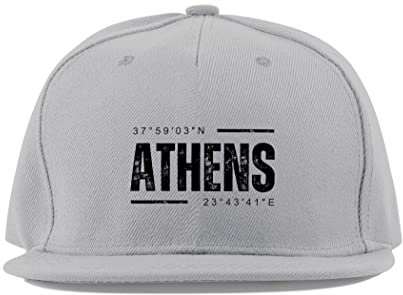 Maikomanija Athens Coordinates Griechenland Stadt Reise Memento Baumwolle Flaches Visier Fullcap Baseball Cap Trucker Hat Unisex Sport Atmungsaktiv, grau, One size