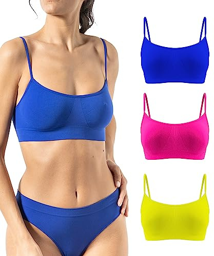 Risalti Reggiseno Senza Ferretto Spalla Stretta 3 pz - Bralette Donna Senza Cuciture ed Etichette, Reggiseno Donna in Microfibra Elasticizzata, Brassiere, Top Morbido, Intimo - Made in Italy