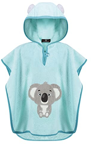LAYNENBURG Premium poncho de baño niños con capucha - 100% algodón - OEKO TEX - bebé niños niñas toalla poncho - 1-3 años/Koala