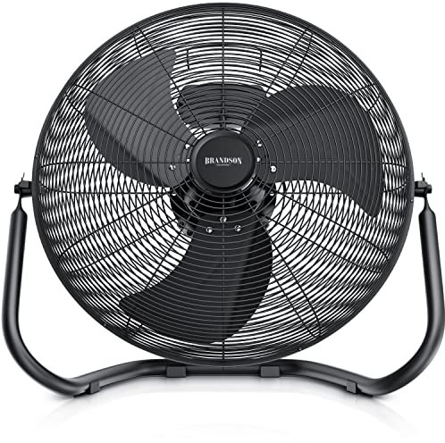 Brandson - Ventilateur Design Rétro sur Pied de 50 cm de Diamètre, Métallique 160W, 3 Vitesses (Faible, Moyenne, Haute), Débit d'air Élevé, Inclinable à 120°, Noir