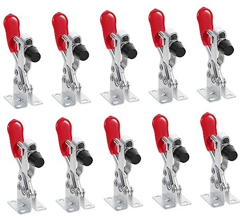 DOITOOL Pinces à Bascule Pinces à Bascule Lot de 10 Métal Galvanisé Poignée en Vinyle Tête en Caoutchouc Réglable pour Gabarits Outillage Travail du Soudage Assemblages