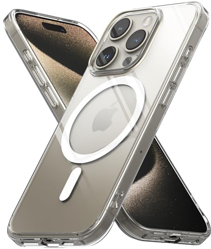 Ringke Fusion Magnetic Compatibile con MagSafe per Cover iPhone 15 Pro, Calza Perfetta, Custodia Trasparente e Antiurto Protettiva Robusta con e Ottima Grip - Clear
