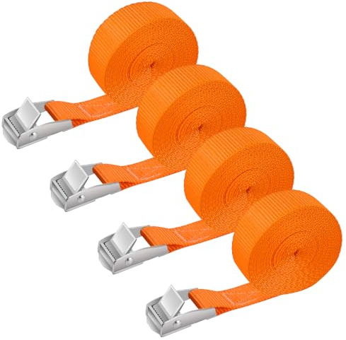 GAUATO - Lot de 4 sangles d'arrimage de 2 m - Avec boucle de serrage - Sangles de fixation réglables - Sangle de fixation pour vélo, transport de voiture, fret, bagages, moto