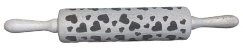 efo Embossed Rolling Pin with Engraved Design - Decorative Dough Roller - Cake Baking Accessories to Make Unique Bakes and Pottery - Beautifully Handmade Patterned Rolling Pin 40cm (Hearts)
