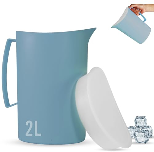 Mypicompany Brocca dell'acqua in Plastica Premium 2 L, Senza BPA, Multifunzionale per Celebrazioni e Attività all'aperto, Brocca D'acqua in Plastica Colore Blu.