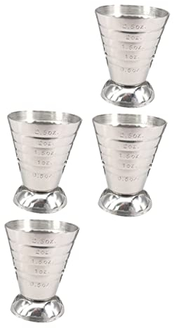 Zerodeko 4 Pièces Verre À Mélanger Bar Tasse À Mesurer Cocktail Shot Mesure Martini Jigger Liqueurs Tasse À Mesurer Mesures Jigger Martini Tumbler Tasse De Cuisson Balance En Acier