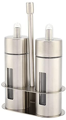 Set di bottiglie per olio in acciaio inox, contenitore per olio d'oliva e aceto per salsa di soia, design a prova di perdite, barattolo per condimenti per olio commestibile per cucina