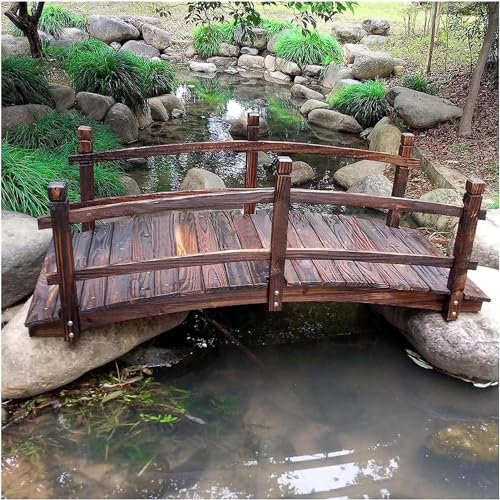 Ponticello per Giardino Ponte Da Giardino Rustico, Passerella Ad Arco In Legno Con Ringhiere Laterali, Piccolo Ponte Decorativo For Laghetto For Bordi Di Ruscelli,