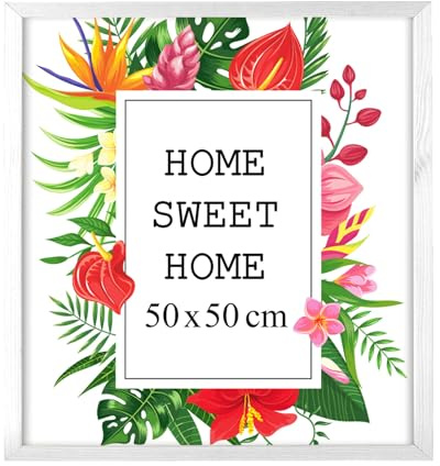 MG Design Weiß Bilderrahmen 50 x 50 cm – Aus echtem Holz mit Acrylglas, zum Aufhängen & Aufstellen, für Fotos, Poster & Puzzle