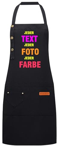 Grillschürze für Männer Schürze Personalisiert - Text/Fotos/Muster Hinzu, Kochschürze Herren Schürze Damen BBQ Grillschürze für Männer Lustig Grill Geschenke für Männer (Schwarz)