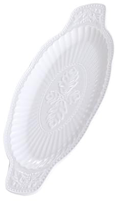 CIYODO White Porcelain Serving Platter Fish Shape Plate Double-Eared Ceramic Plate Fish Holder Restaurant Quality Serving