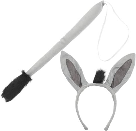 KOMBIUDA Esel Stirnband Mit Schwanzset Cosplay Tierzubehör Für Party Dekore Tierschwanz Requisiten Und Dekorativer Haarreifen