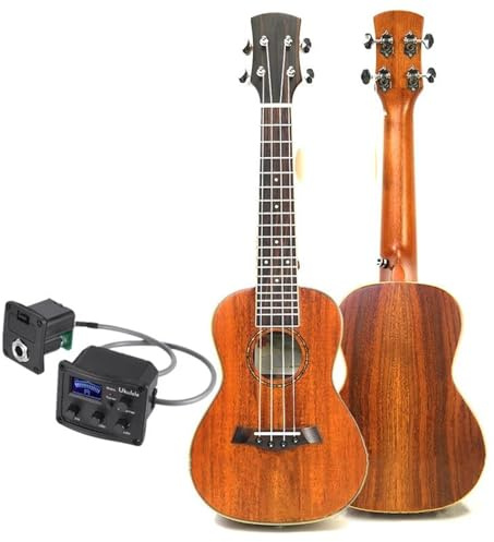 POHTYIT Ukulele Anfänger Ukulele 23 Zoll Ganz Massiv Konzert Akazie Matt Mini Elektrische Akustikgitarre 4 Saiten Ukulele Gitarre(B)