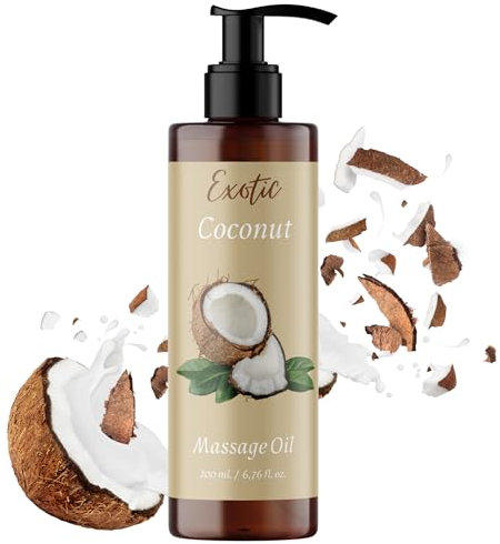 QKnatur - Aceite de Masaje de COCO - 200ml - para Masajes Corporales Relajantes y Revitalizantes - Hidratante y nutritivo