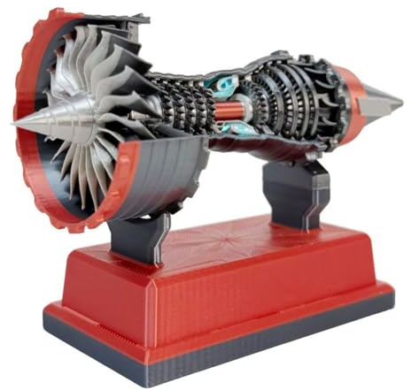 Build Your Own Turbofan Engine Toy TR900 Kit de construction de moteur – Réplique de modèle – Amortisseur électrique de 12 cm, 10 ans et plus (rouge)