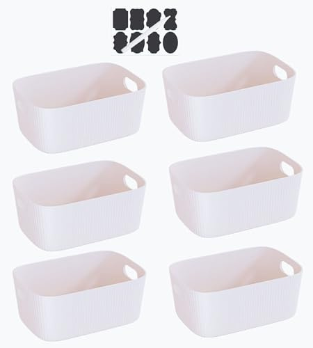 NCRGB 6 Aufbewahrungsbox Kunststoff Aufbewahrungskorb mit Griffen 20×14×7 cm,Badezimmer Küchenschrank Organizer,Aufbewahrungskorb Aufbewahrungsbox Küche,Boxen Aufbewahrung für Küche,Bad