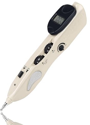 Electronic Acupuncture Meridian Pen Electric Acupoints Finder Acupressure Point Therapy Tool for Pain Relief with 3 Massage Heads, Rechargeable