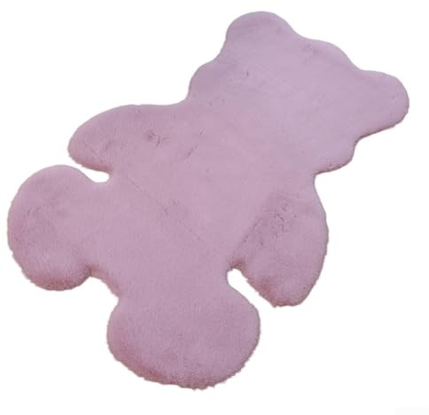 Simpatico tappeto in peluche con base antiscivolo, perfettamente adatto per la stanza dei bambini e le aree gioco (rosa)