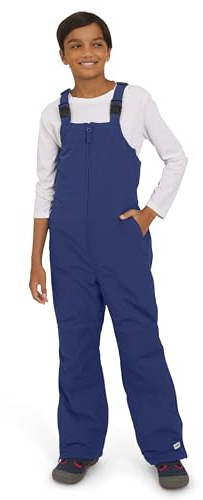 Lands' End Unisex Kids Squall Waterproof Adjustable Insulated Iron Knee Snow Bib Overalls, Navy, 8