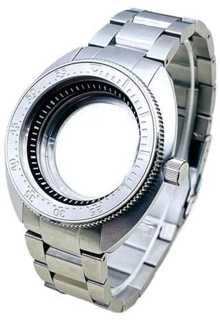 MCNVNEFSAW Boett SXK6105 Klockboetter for for NH34 NH35 NH36 7S26 Urverk Crown At 3.0 Klockboett och armbandset klockfodral(J,Coated mineral glass)