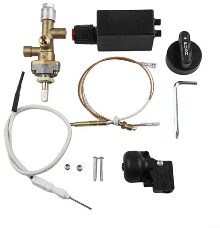 Yuanpgky Kit de sécurité 7 pièces de rechange pour chauffage au gaz de terrasse avec vanne de contrôle de sécurité, thermocouple et allumage à impulsion pour chauffage de jardin extérieur
