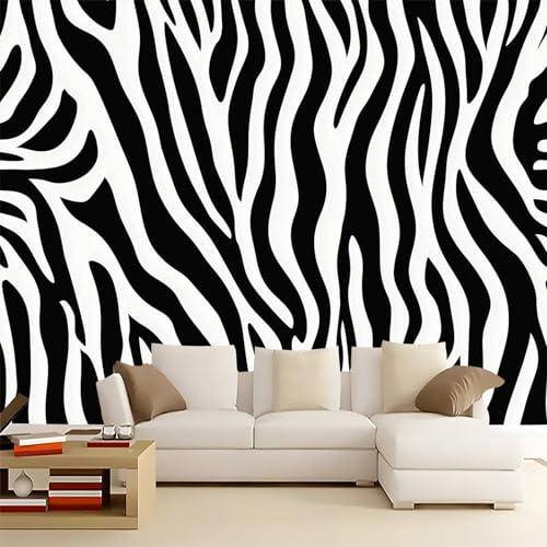 En blanco y negro Papel Tapiz Fotográfico 350 x 256 cm, Papel tapiz de pared no tejido Camuflaje Animales Cebra Texturas Decoración del hogar fondo Murales para sala de estar dormitorio oficina