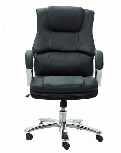 HTERWQEA Silla ejecutiva Alta y giratoria Cuero Negro for Oficina, Silla Lujo for Juegos Deportes electrónicos transmisión en
