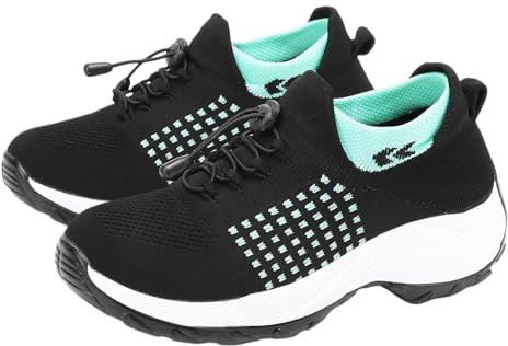 Comfort Wear Orthowear-skor för kvinnor - Andningsbara mesh ortopediska sneakers med luftkudde för lindring av plantar fasciit, B grön, 40 EU