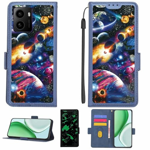 Aroepurt Case Compatible for BigPurplePhone Silverfox Senior Smartphone Phone Case Flip Cover [with Tempered Glass Screen Protector][RFID Blocking][Luminous Effect] LPT-XQ