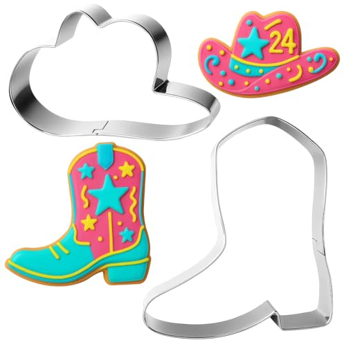 Winter Ausstecher Set-2 Stück-Weihnachten Ausstechformen-Edelstahl Keksausstecher, Spülmaschinengeeignet,mit Cowboy-Motiven,Für Plätzchen, Kuchen & Deko,Ideal für Geburtstag,Herbst,Feiertag