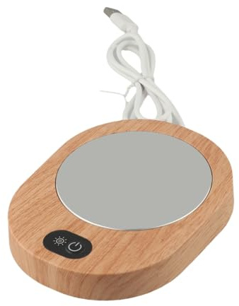 Serenophile USB Tragbarer elektrischer Tassenwärmer für Kaffee, Tee, Milch & heißen Kakao - Thermostatisches 55-65°C Heizkissen mit Holzmaserung Design, 15,7 x 12,5 cm