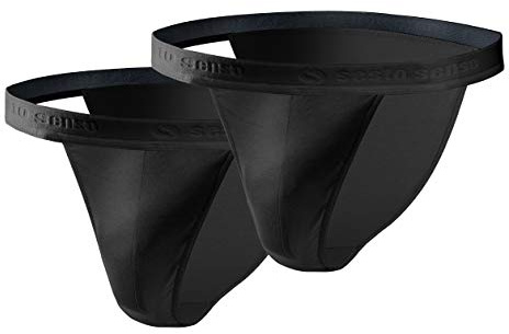 Sesto Senso briefs män tanga bomull 1-pack 2-pack 4-pack sexiga underkläder basunderkläder för män, 2-pack - svart, L