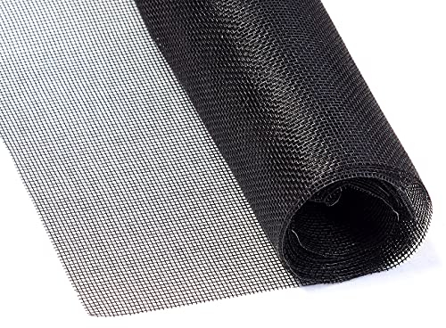 infactory Fliegengitter Fenster: Insektenschutzgitter aus UV-beständigem Fiberglas, 100x250 cm, schwarz (Mückengitter, Fliegengitter für Fenster-Rahmen, Klettband)