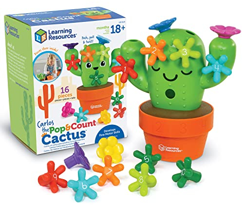 Learning Resources Carlos, der Kaktus zum Stecken und Zählen, Spielzeug-Erfolgsprodukt für Kleinkinder, Vorschule, feinmotorisches Geschick, Lernspielzeug, 16-teilig, ab 18 Monaten
