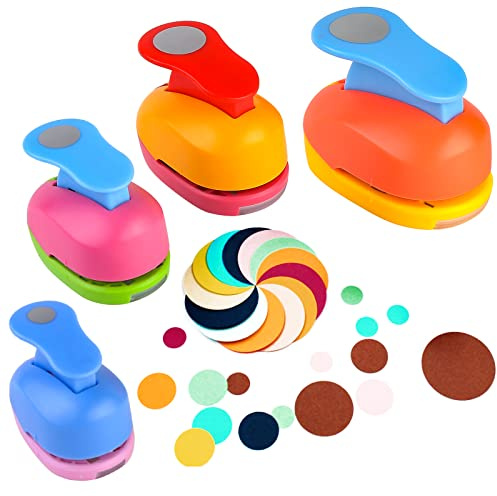 Troqueles redondos, 4 unidades, troqueladores, redondos, perforadores de papel, perforadores, para álbumes de recortes, manualidades, tarjetas de felicitación, etiquetas de regalo (8.15.25.38 mm)